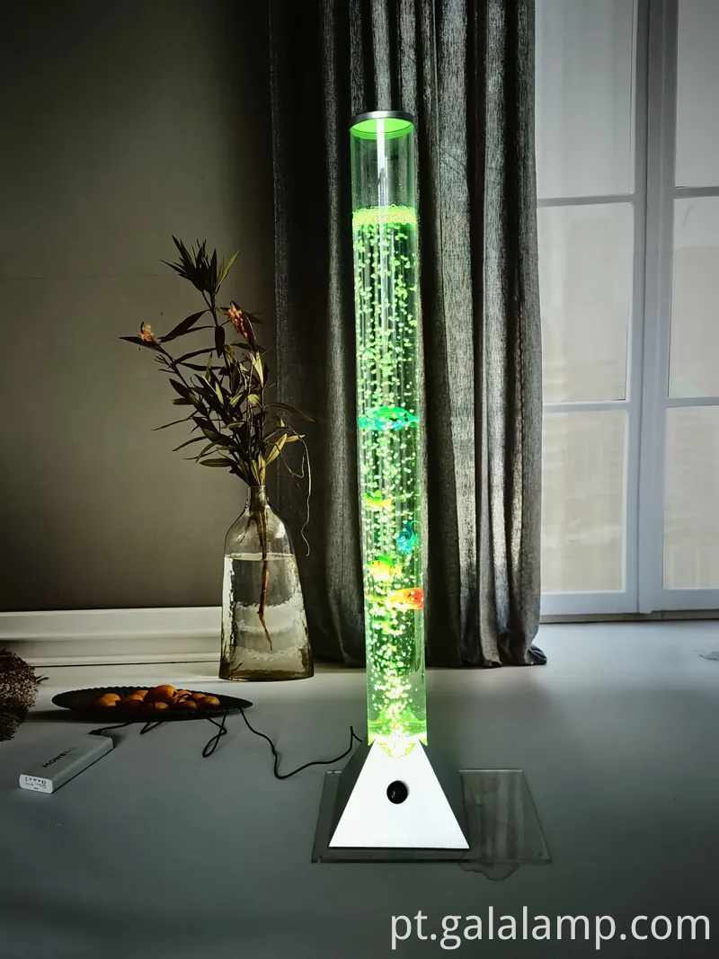 Aquário vibrante de bolha de fantasia LED com peixes coloridos e efeitos de luz